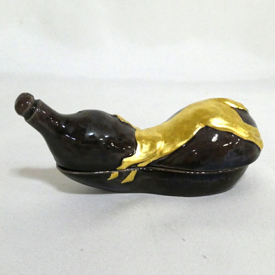 十月の特売品 中村翠嵐作 紫交趾 干支午香合 茶道具