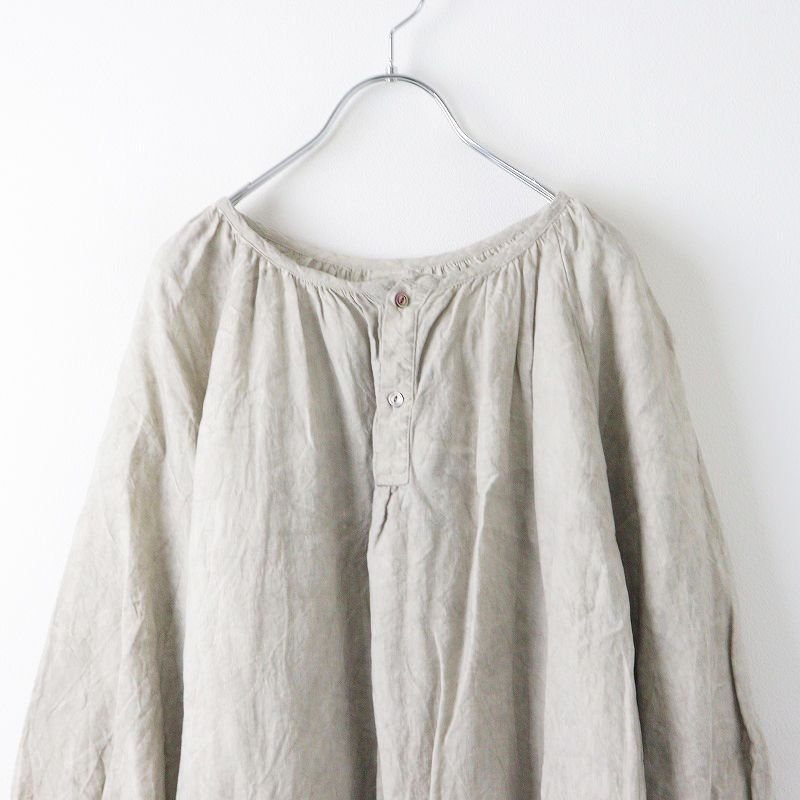 美品 ICHI Antiquites リネン ギャザー ワンピース 美品 イチアンティークス ICHI Antiquite's リネン 炭染め