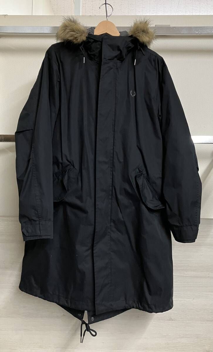 FRED PERRY|フレッドペリー|ジップインライナー フィッシュテール|モッズコート|ファー付き|ブラック|Mサイズ|J6504