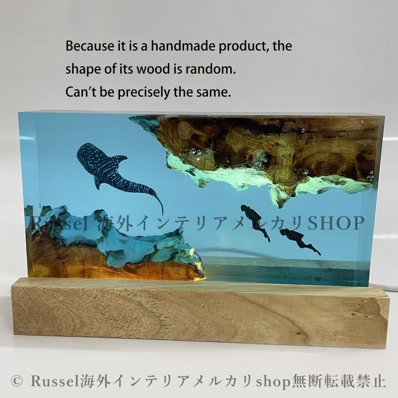 Ocean resin lamp - Etsy 日本 寝室ライト 暗め 海 クジラ ナイトライト LED テーブルランプ 樹脂製 インテリアランプ 誕生日・バレンタインギフト向け 寝室/