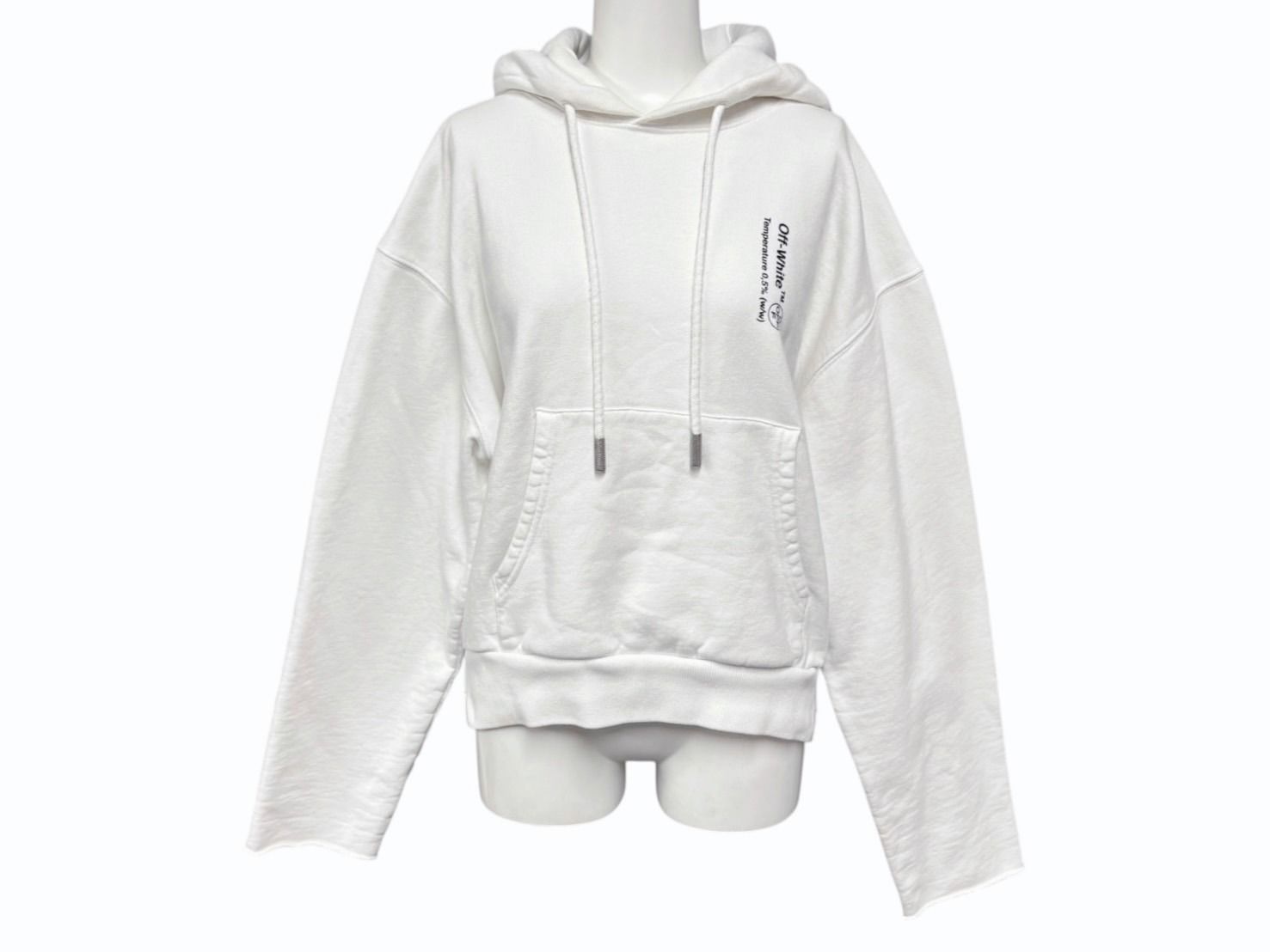 OFF WHITE オフホワイト パーカー 錠剤プリント ロゴ OMBB031S 18192081 コットン ホワイト ブラック サイズXS 4b007033