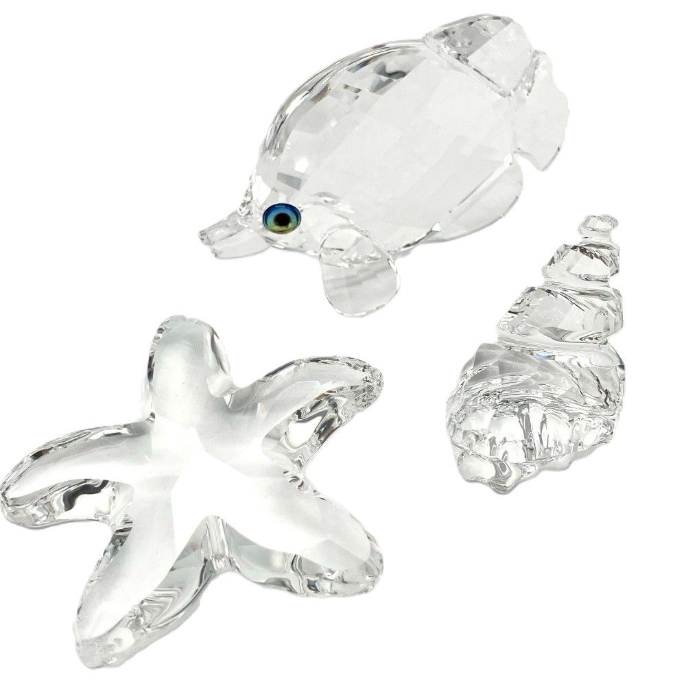 SWAROVSKI - スワロフスキー SWAROVSKI 海セット バタフライフィッシュ ヒトデ コンクシェル オブジェ 置物 670819 191690 191691【中古】 スワロフスキー SWAROVSKI 海セット バタフライフィッシュ