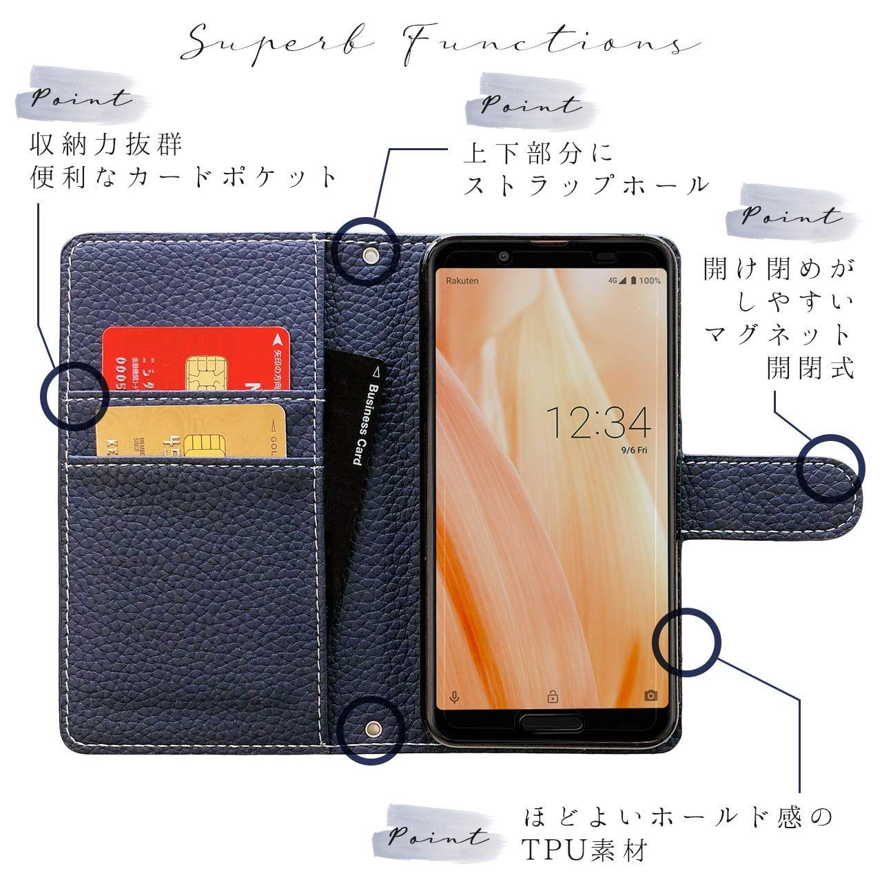 AQUOS zero2 SH-01M SHV47 SH-M13 ケース カバー 手帳型ケース 手帳型 手帳 アクオス ゼロ2 sh01m スマホケース スマホカバー SH-01Mケース SHV47ケース sh01mケース shm13 SH-M13ケース AQU - メルカリShops