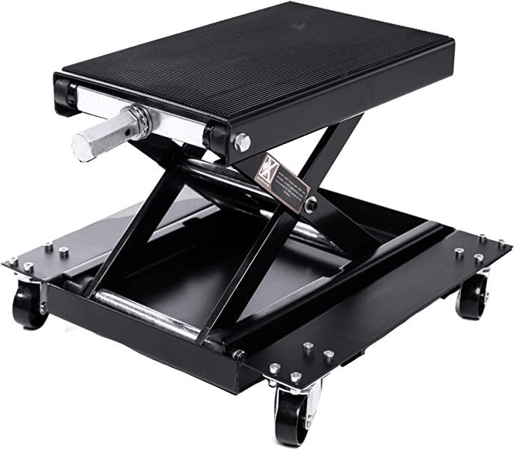APEXTREME 耐荷重500kg バイクジャッキ バイクリフト リフトドーリー ゴムマット付 キャスター付き ブラック