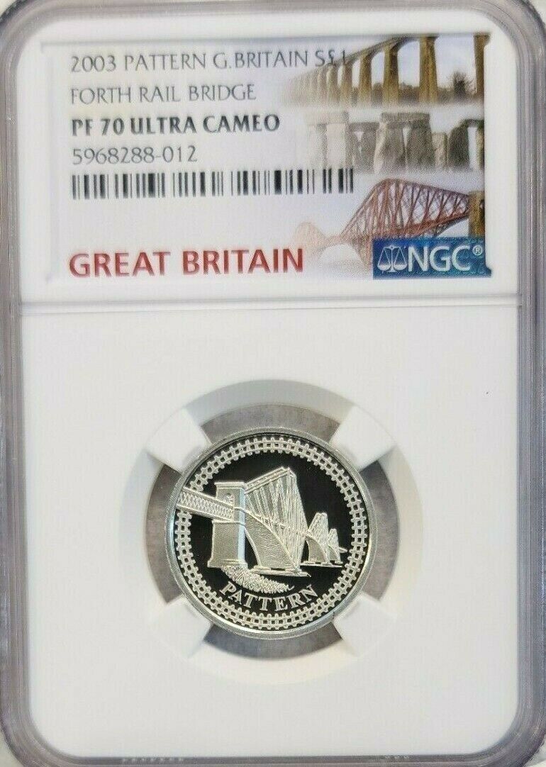 2003 G BRITAIN SILVER 1 POUND PATTERN FOURTH RAIL BRIDGE NGC PF 70 ULTRA CAMEO