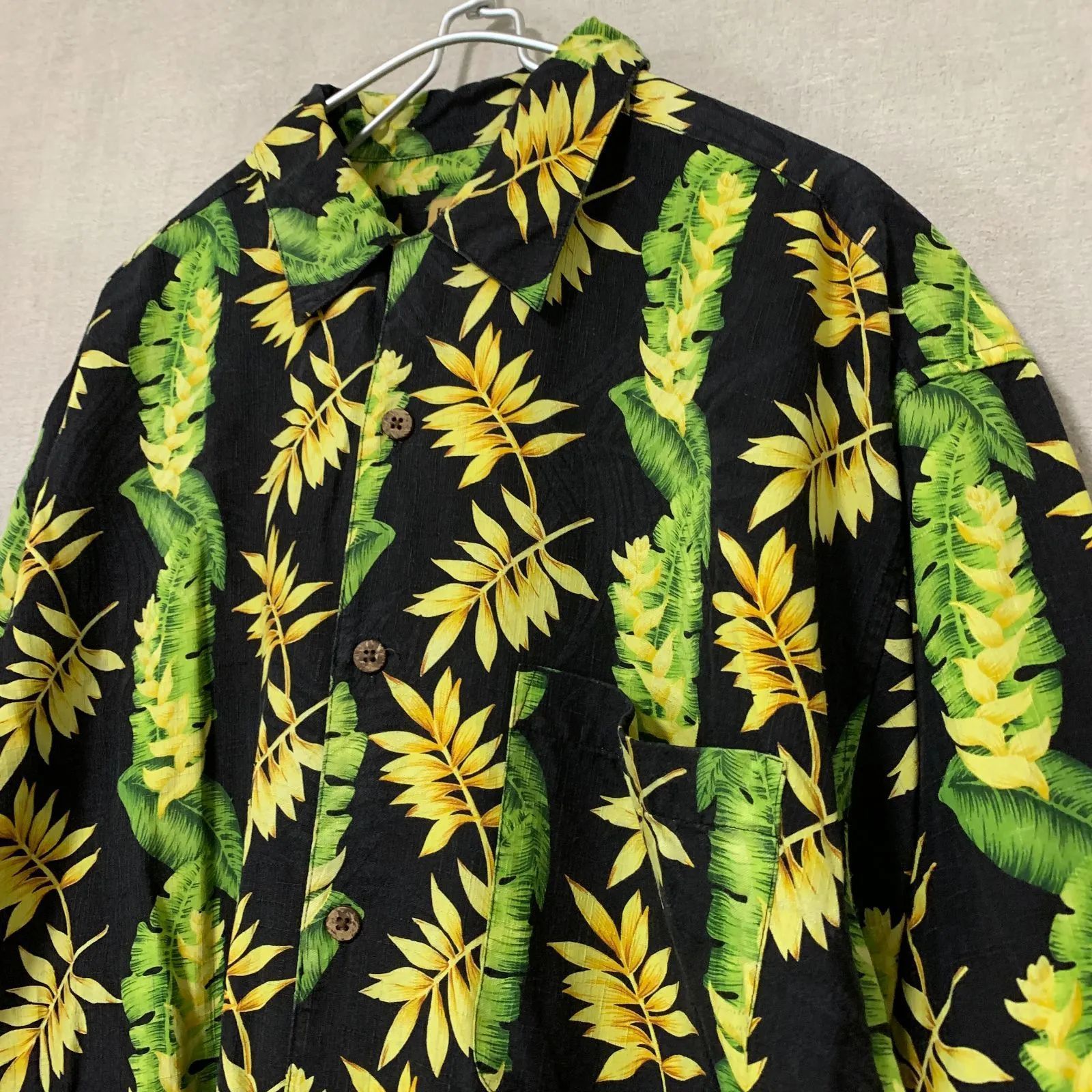 【SILK100%】Jos. A. Bank アロハシャツ 半袖 ブラック【メンズL】 JOS A BANK☆半袖シャツ，総柄，アロハ，サイズXL，90s，シルク - メルカリ