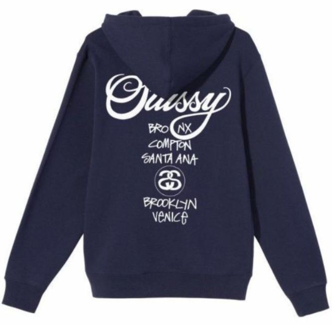 STUSSY WORLD TOUR ZIP HOOD ステューシー スウェット パーカー ジップアップ ベーシックロゴ - メルカリ