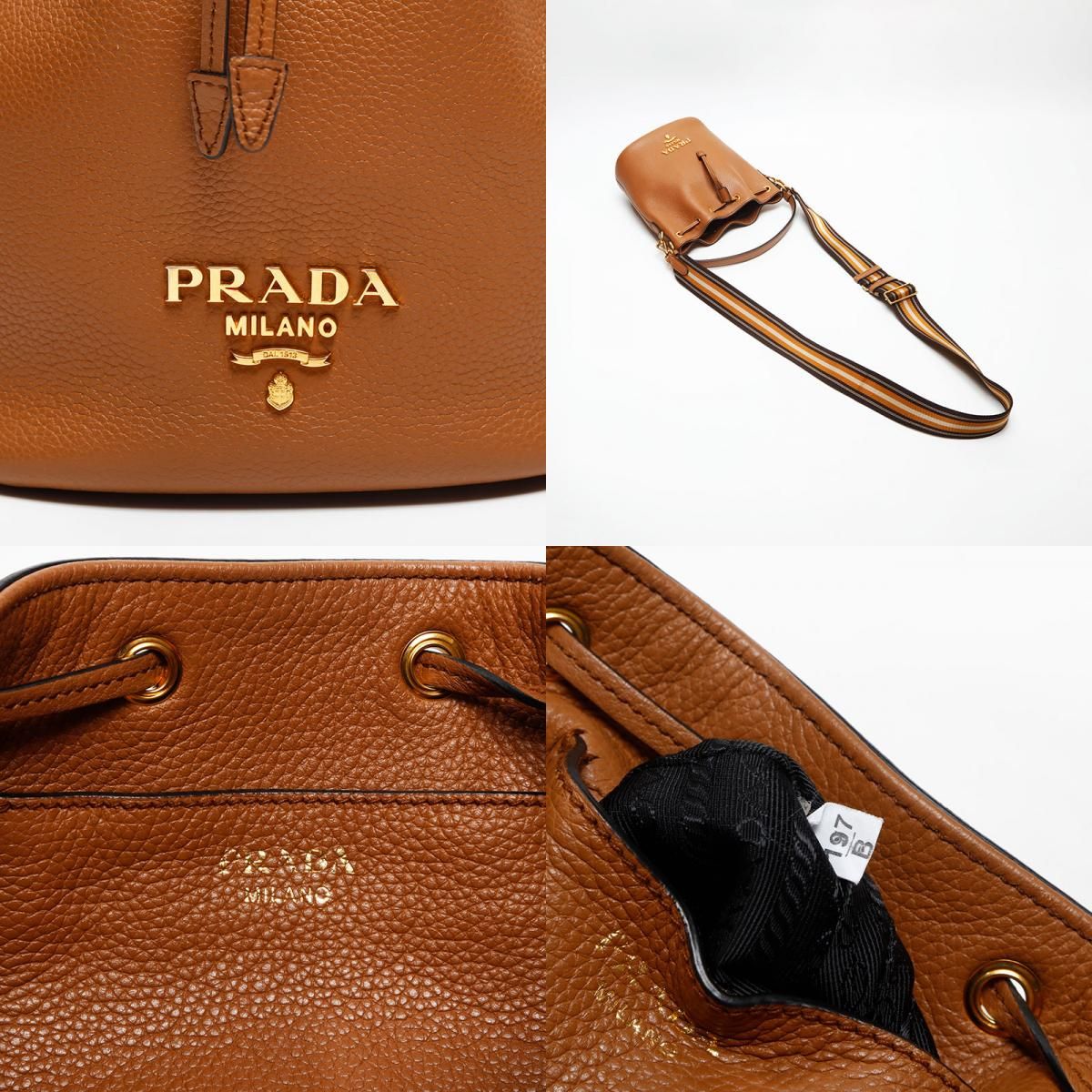 新品級✨PRADAプラダ ヴィッテロダイノ 巾着 レザー ショルダーバッグ