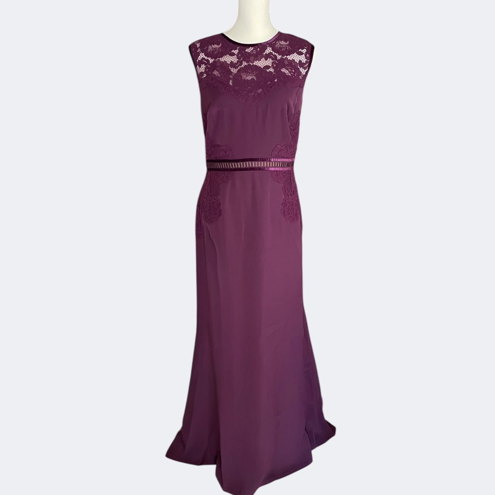 新品◇タダシショージ 上品パープルネイビーお花模様の総レースフレア