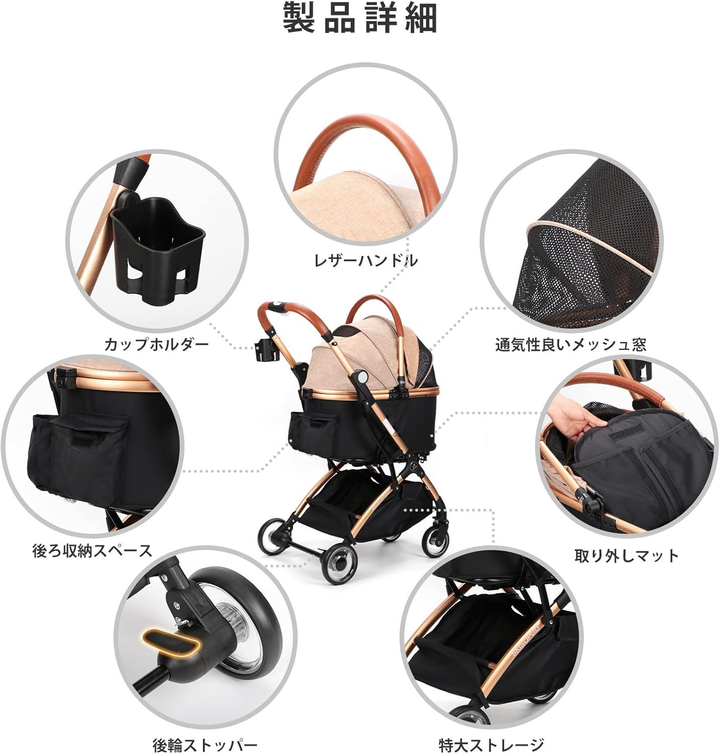 開封済・未使用品SKISOPGO ペットカート ペットベビーカー 収納 
