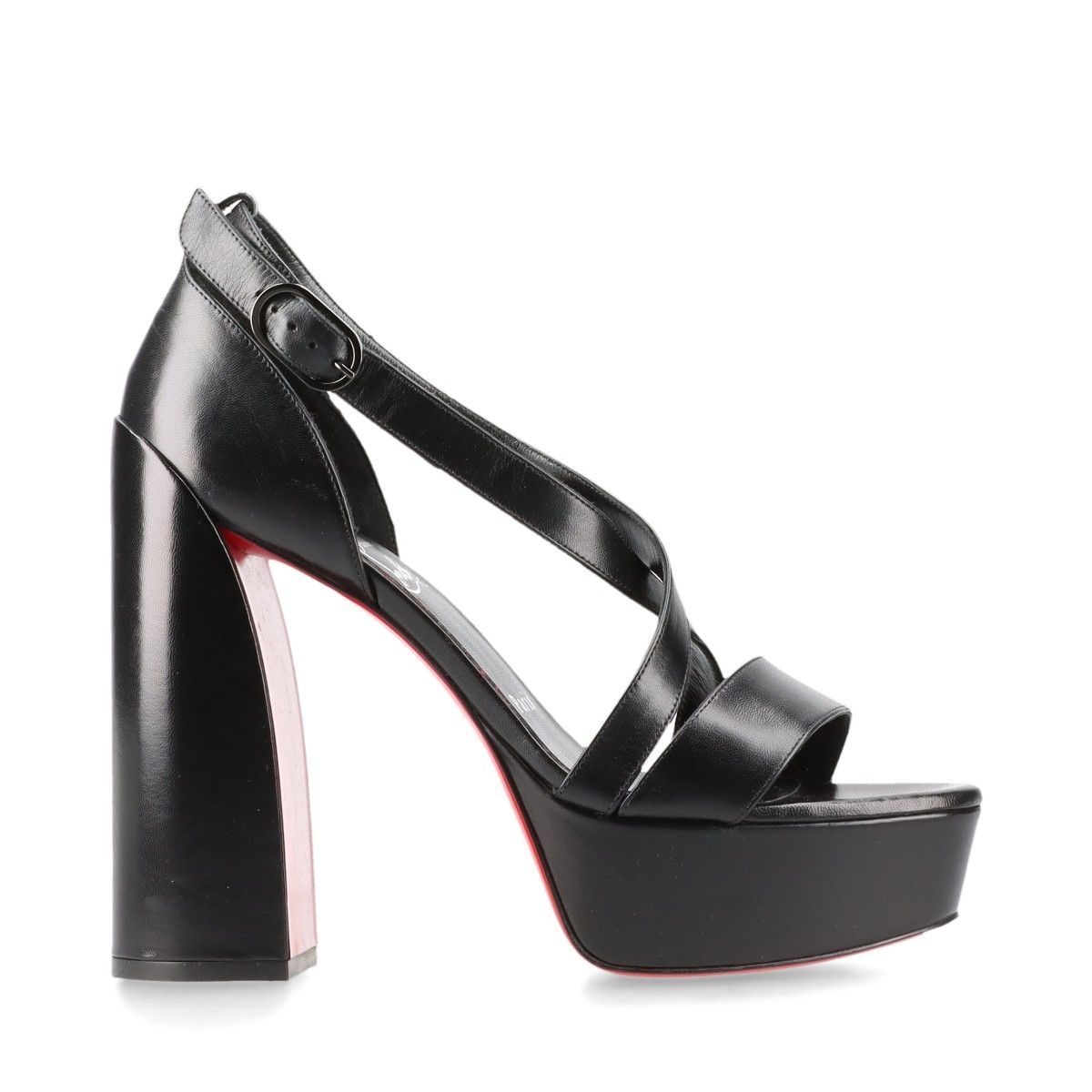 Christian Louboutin ブラックスタッズレザーサンダル クリスチャン ルブタン 厚底 サンダル 黒 レザー スタッズ 36