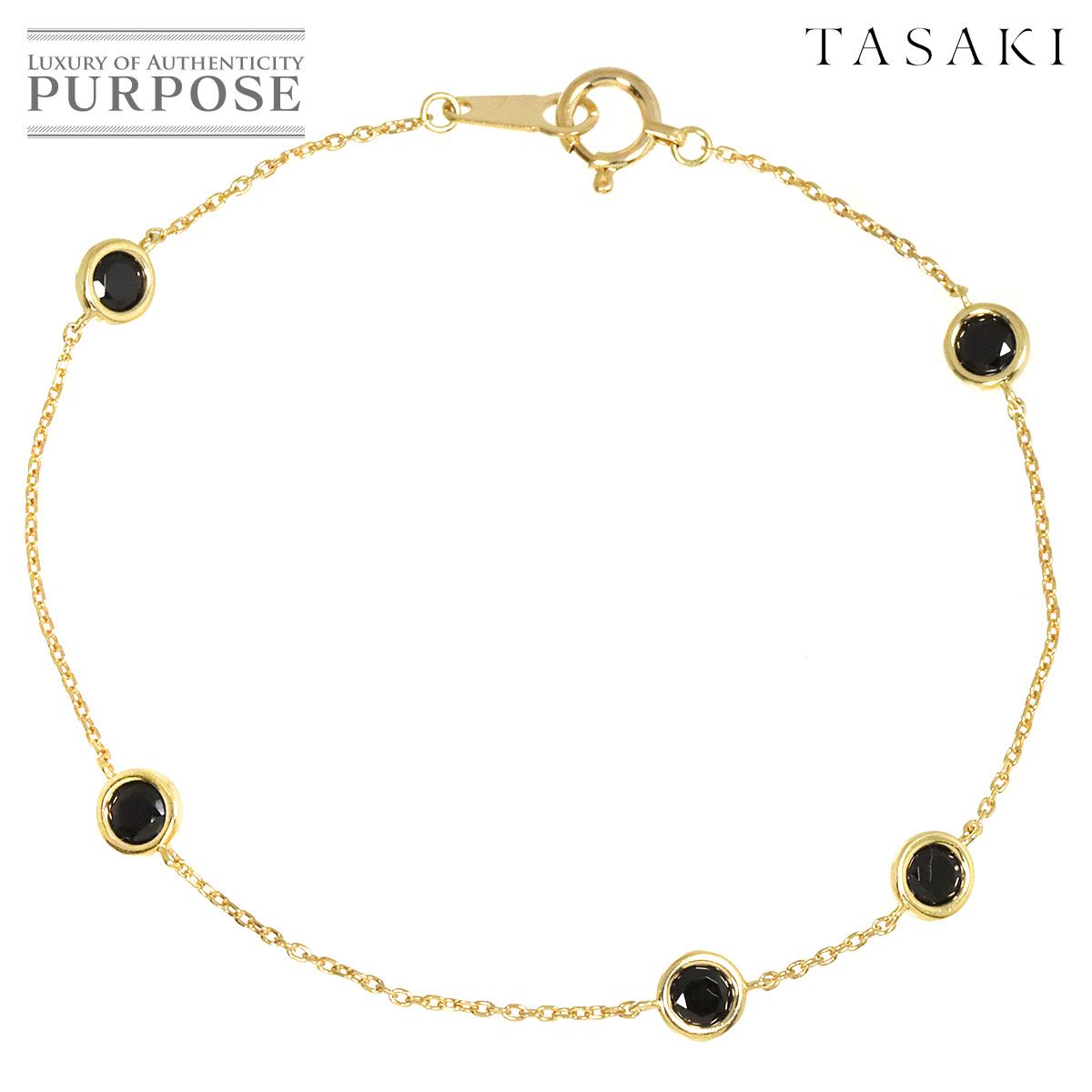 タサキ TASAKI ブラックスピネル ブレスレット 17cm K18 YG イエロー  