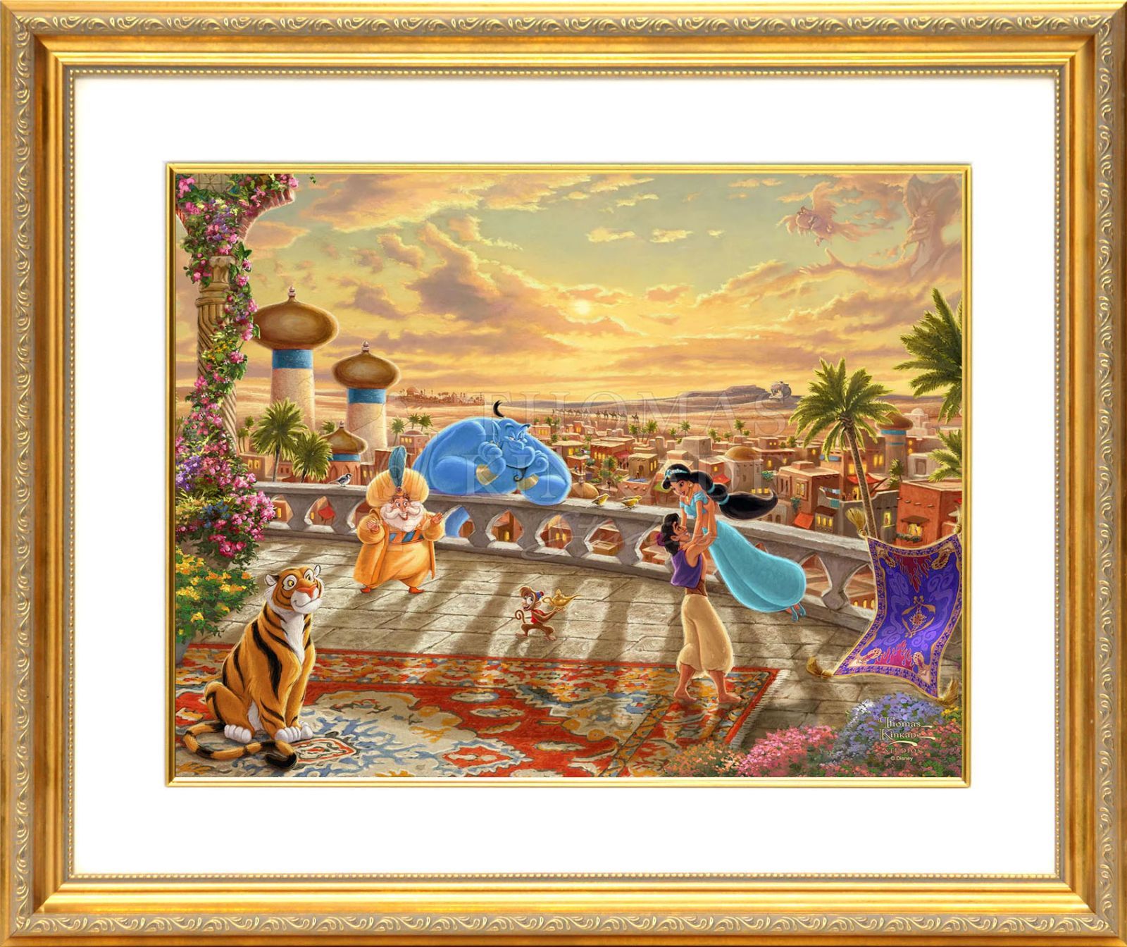 【masa】ディズニー レトロ アンティーク 絵画③ ディズニー/トーマス キンケード「アラジン/ジャスミン