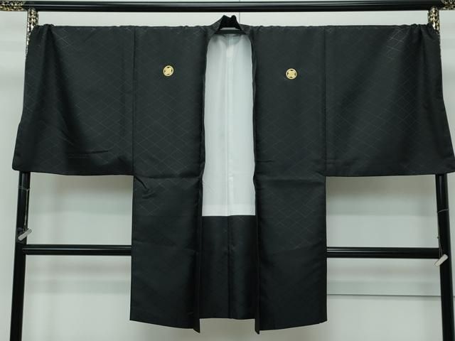 濃厚な 平和屋着物 上 男性 色無地 紋付き羽織 行灯袴セット キングサイズ 黒地 舞台衣装 成人式 洗える着物 CZAA3674s5