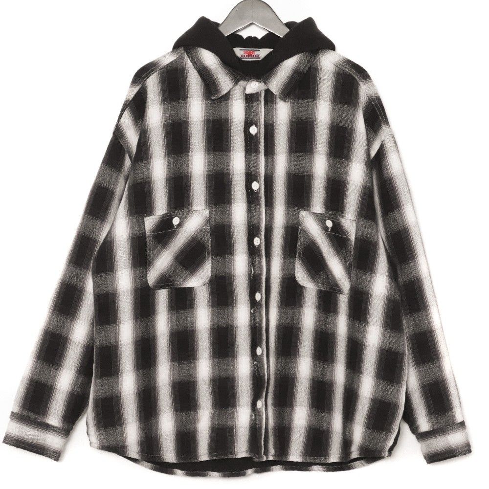SAINT MICHAEL SHIRT PARKA CHECK XLサイズ ブラック SM-A23