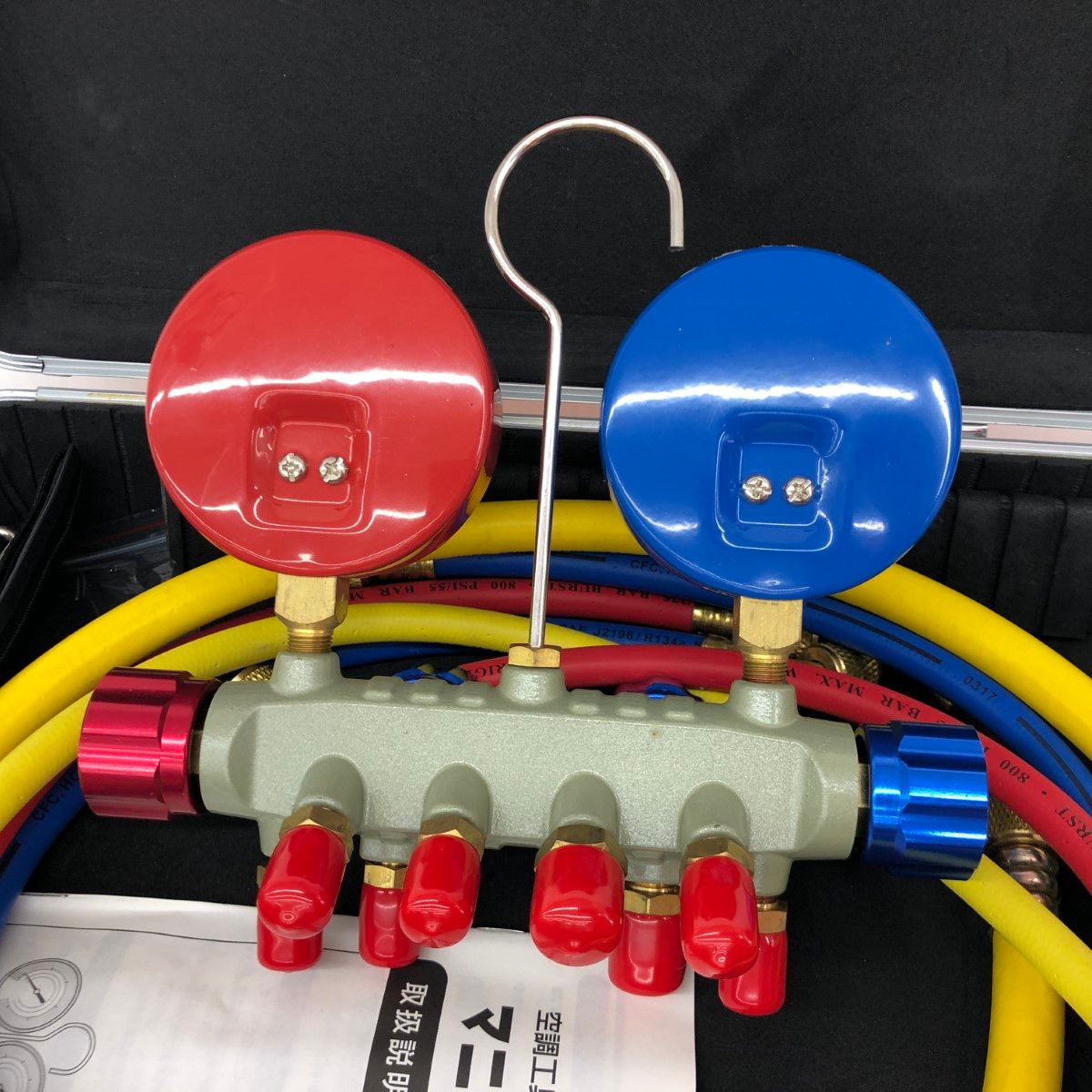 ДД【中古】ASADA 空調工具 ケース付 マニホールドAD/AF 目立った傷や  