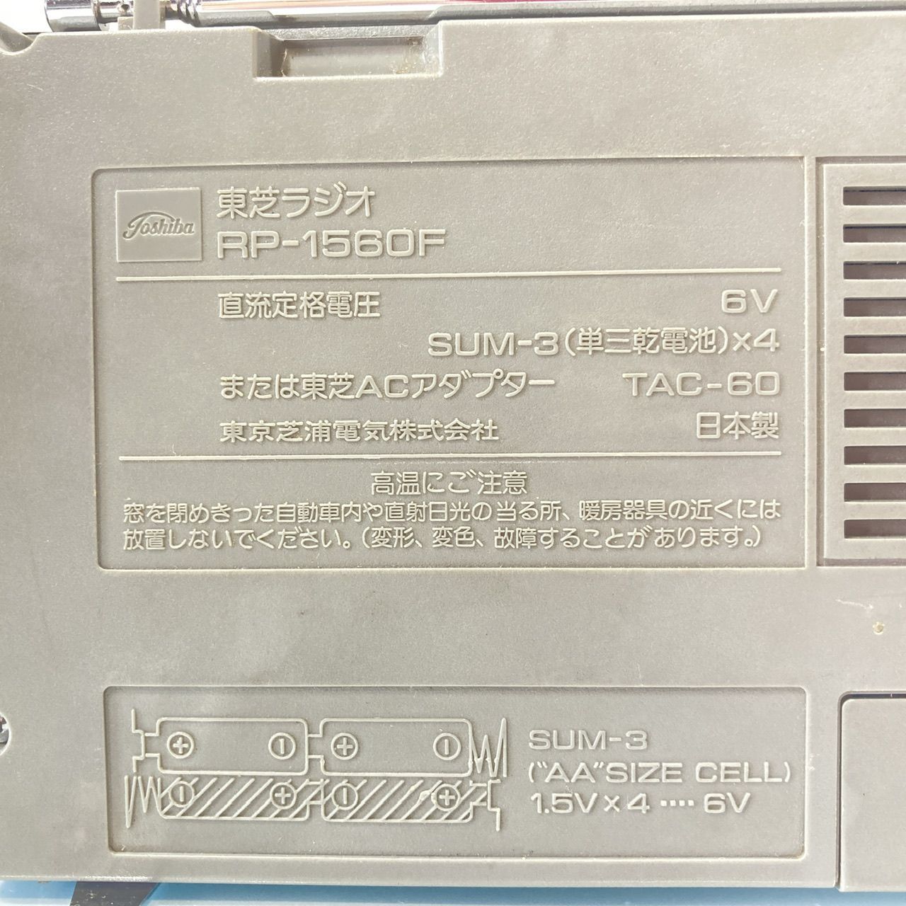 TOSHIBA 東芝 RP-1560F ポータブル型ラジオ 昭和レトロ (管理