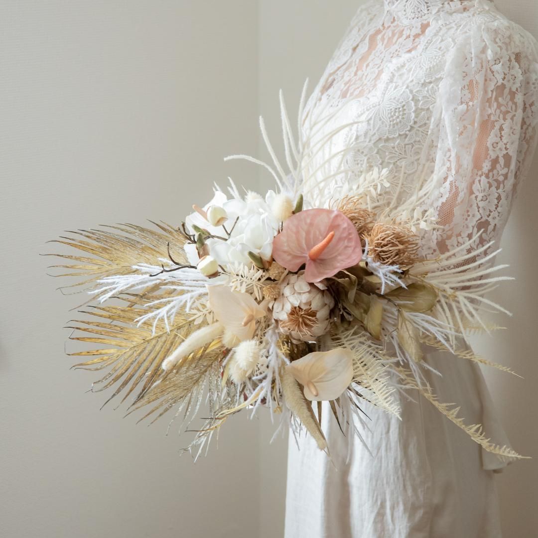 ドライフラワー風ウェディングブーケC】結婚式前撮り ハクモクレン  