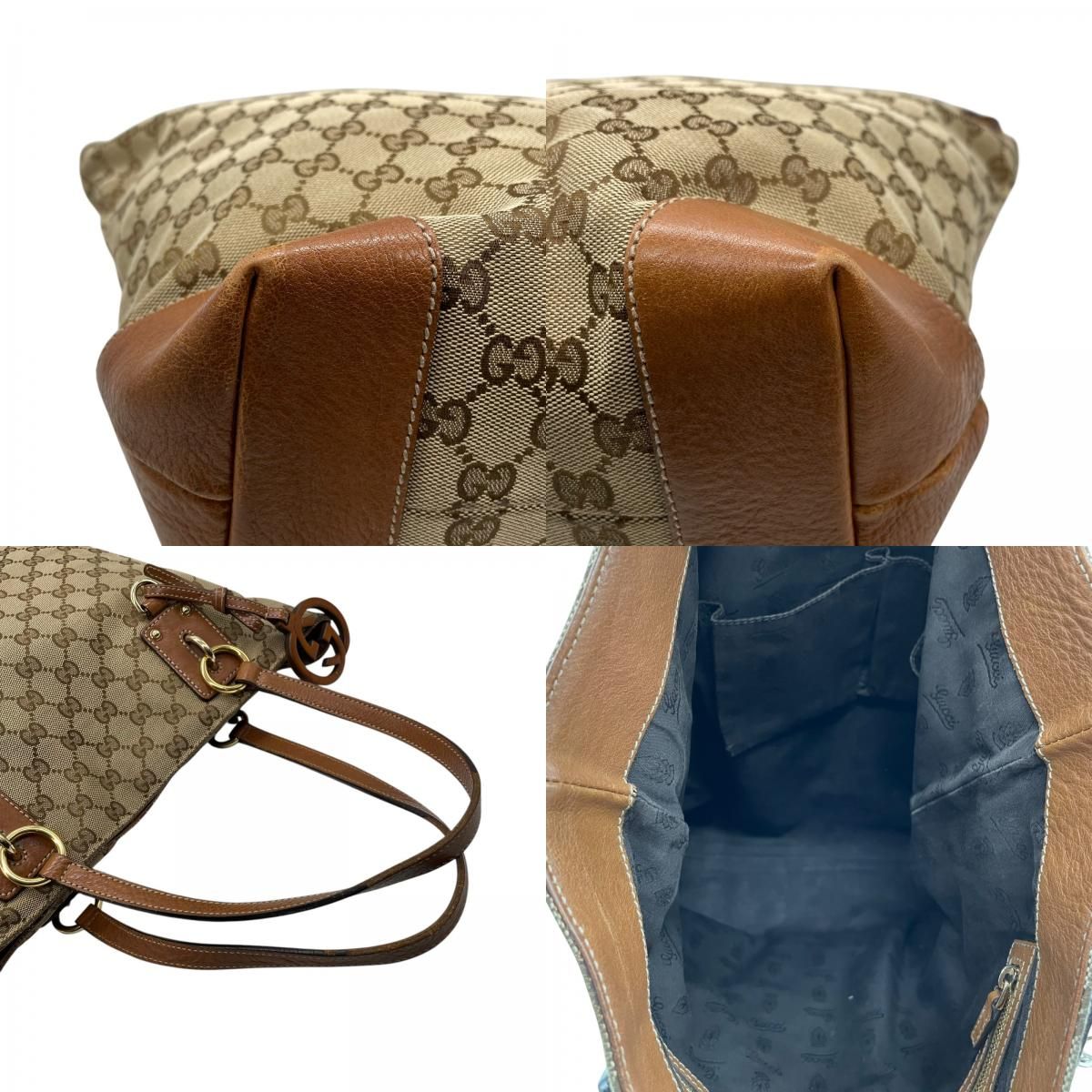 GUCCI グッチ 247237 トートバッグ ワンショルダー GGキャンバス 本革 