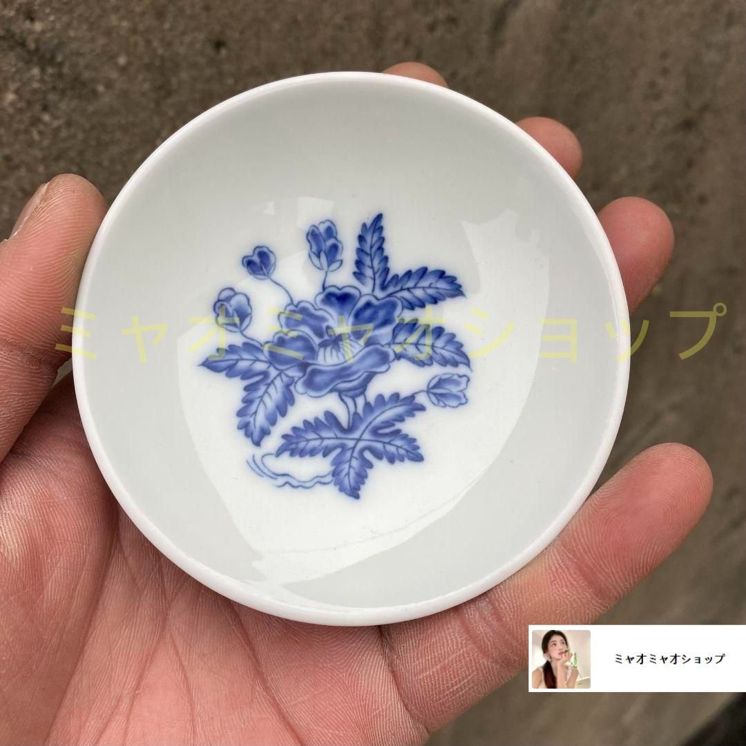 中国茶器 青花秋葵三才蓋碗 陶磁湯呑み 茶碗 煎茶器 新品未使用