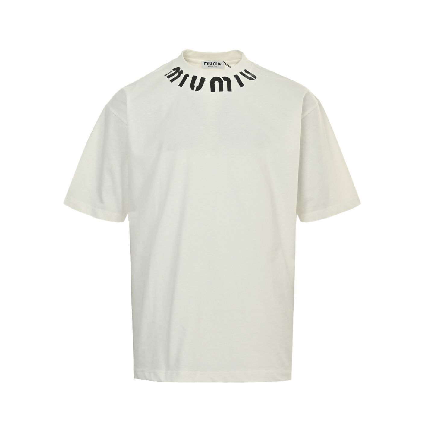 今日特価】MiuMiu 25ss ネックレタープリント T シャツ - メルカリ