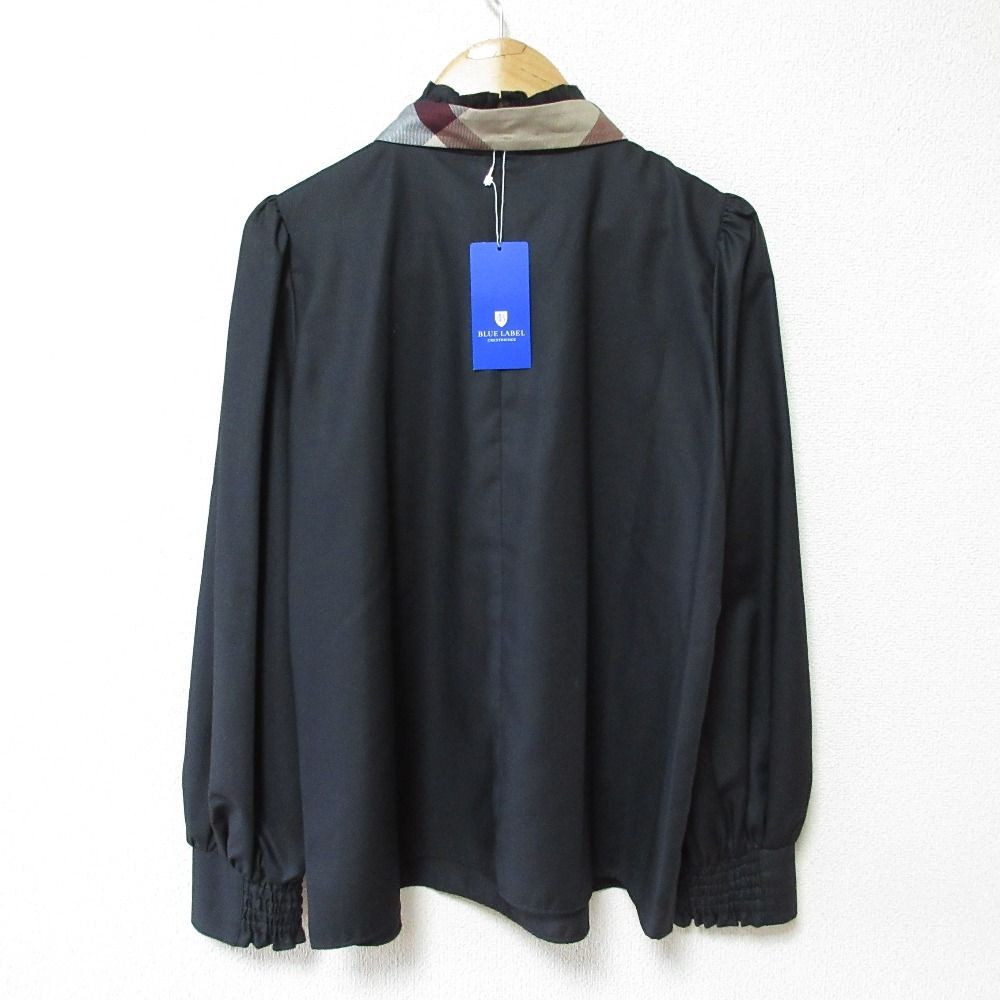 未使用 22SS BLUE LABEL CRESTBRIDGE ブルーレーベルクレストブリッジ マイクロピーチスパンブラウス ボウタイ シャツ 36 ブラック レディース 古着 中古 未使用 22SS BLUE LABEL CRESTBRIDGE ブルーレーベルクレスト