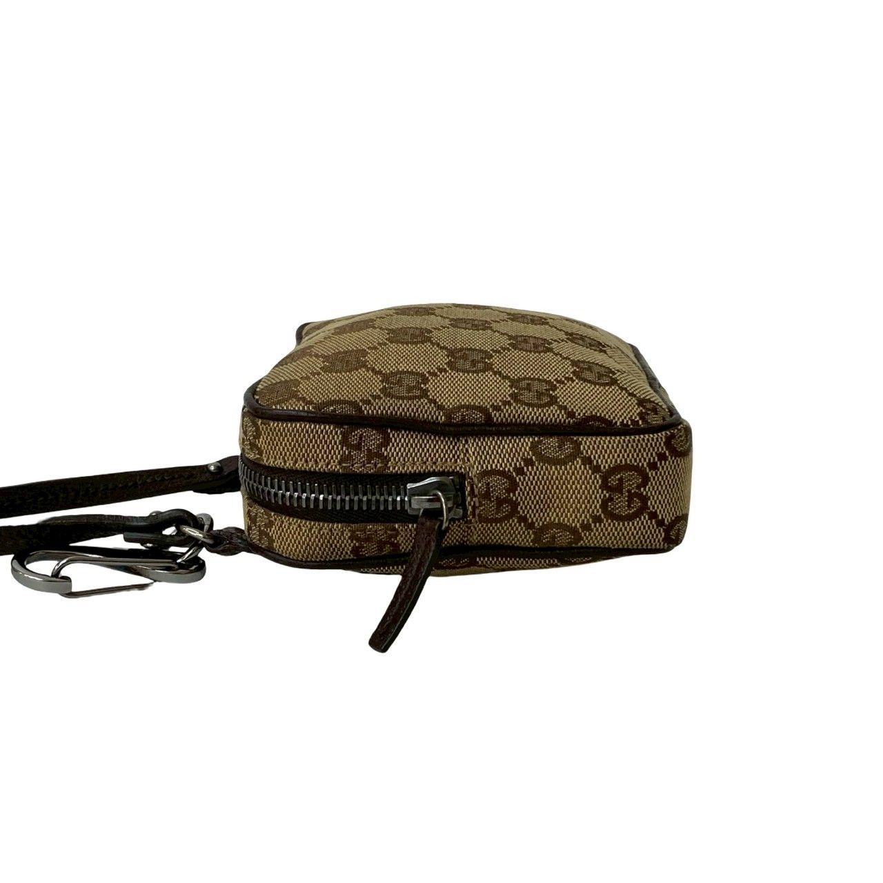 ほぼ未使用品 GUCCI グッチ GG ロゴ レザー 本革 GGキャンバス ミニ 