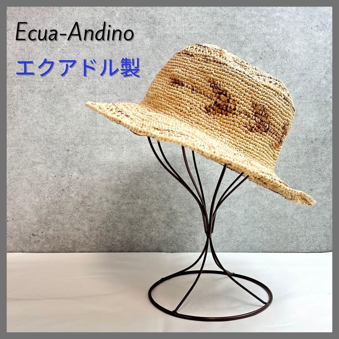 Ecua-Andino エクアアンディーノ エクアドル製 パナマハット 麦わら帽子 カンカン帽 ネイティブ柄 ユニセックス