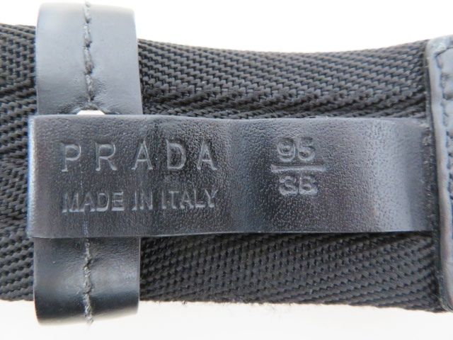 M07 PRADA プラダ ロゴバックル ナイロン/メタル ベルト 95/38