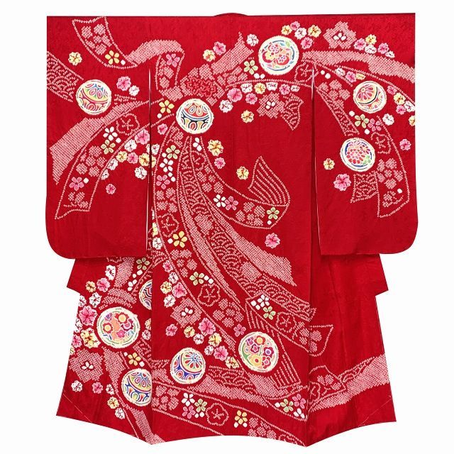 正絹☆レア＆本格的な回廊文様の絵羽に視線釘付け☆5歳から小柄な7歳七五三用祝い着 正絹☆レア＆本格的な回廊文様の絵羽に視線釘付け☆