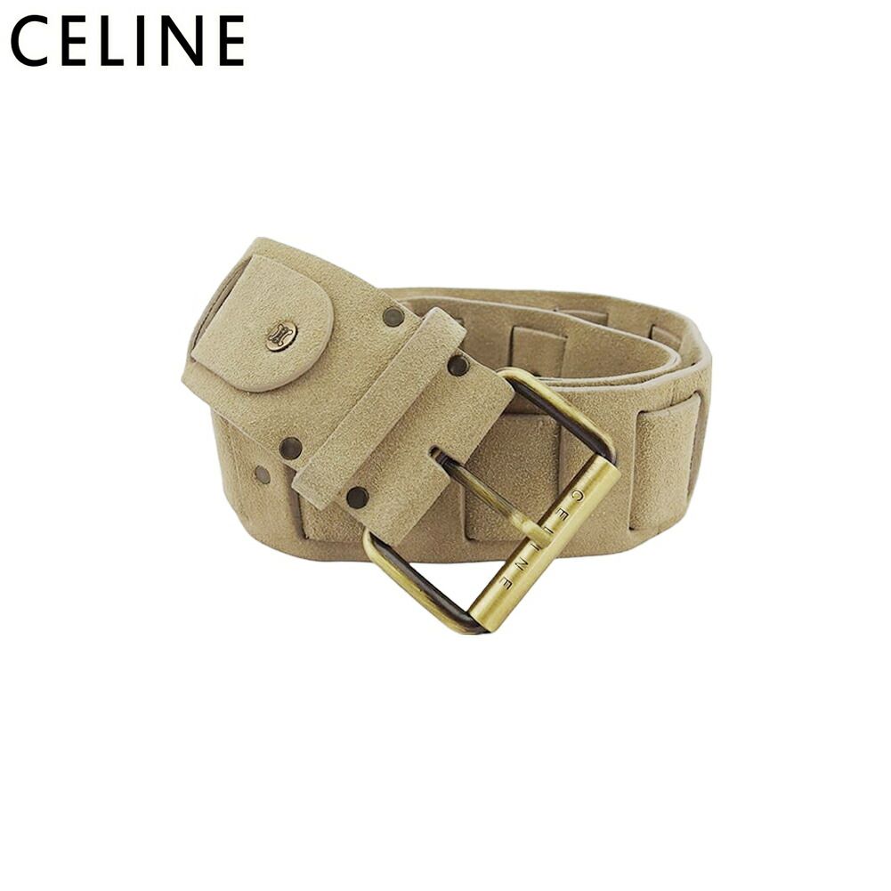 CELINE ベージュレザー ベルト ゴールドバックル80 CELINE ブラウンレザーベルト ゴールドバックル - メルカリ