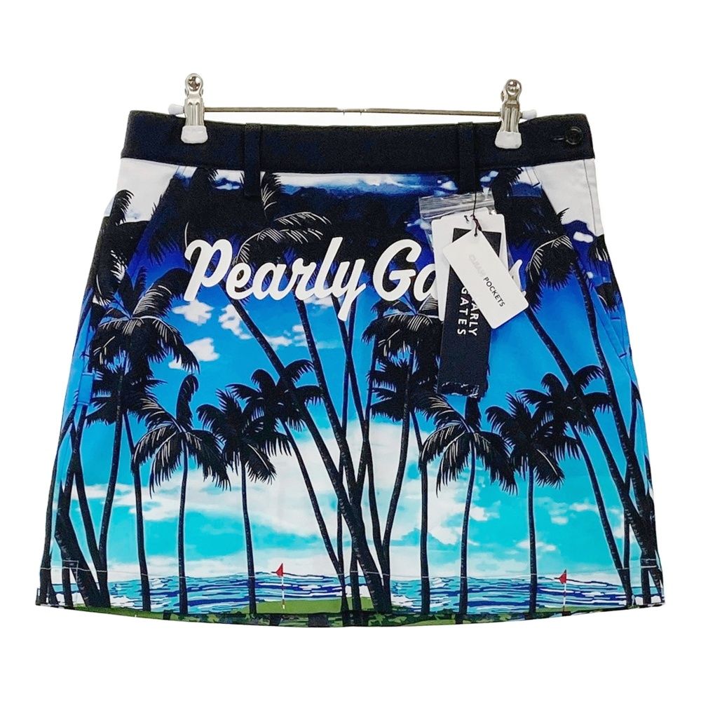 サイズ 1 PEARLY GATES パーリーゲイツ 055-1234612 スカート ヤシの木プリント ブルー系 240101528496 ゴルフウェア レディース ストスト