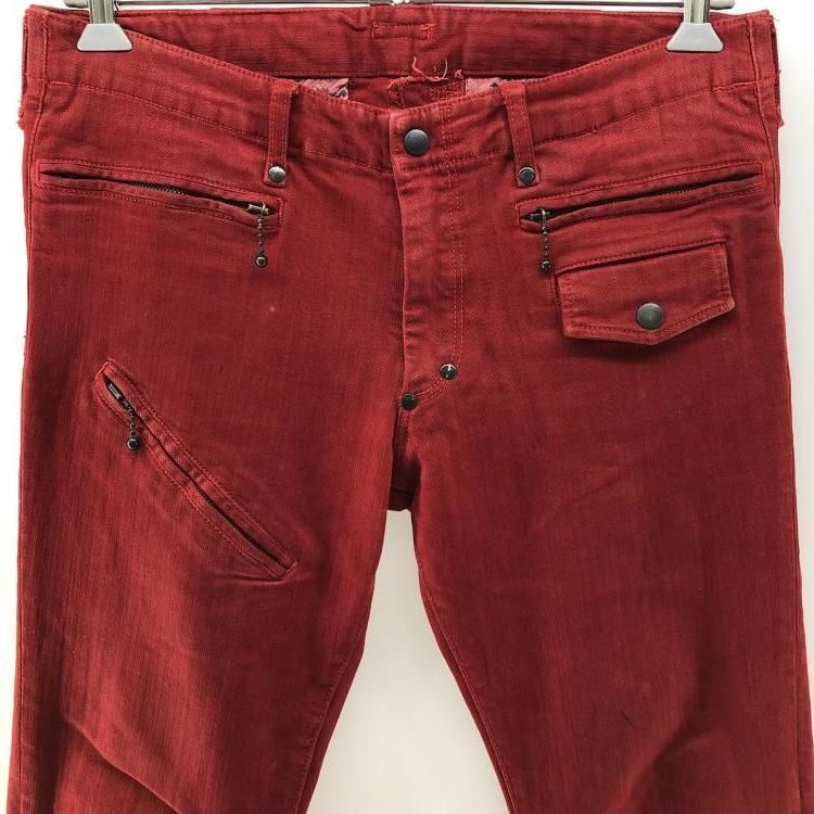 中古】NUMBER(N)INE 05ss ナイトクローラー期 ライダースパンツ 赤 