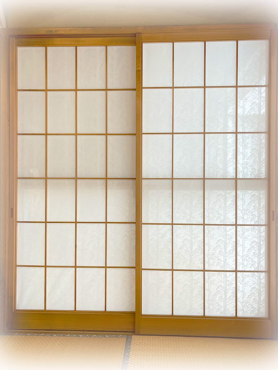 【特価セール】作業簡単 破れない KL13D 採光性 花粉キャッチ 遮熱 障子に貼るレース生地 CM571 多機能 【2枚組】 森林柄 障子レース