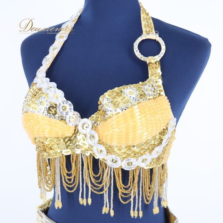 ベリーダンス オリエンタル 衣装 ゴールド系 シルバー系 スパンコールラメ ビーズ ラメ 装飾 トップス ベルト セット 発表会 イベント コスチューム ゴールド キラキラ 豪華 レディース ダンス衣装 ベリーダンス衣装 きらめき