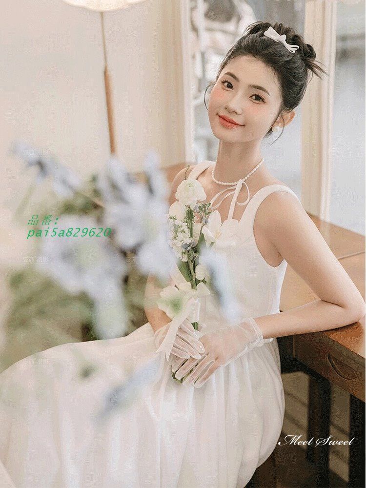 ウェディングドレス ロングドレス Aラインドレス ノースリーブ 二次会 結婚式 ウエディングドレス 花嫁 前撮り ブライダル サテン 挙式 pai5a829620