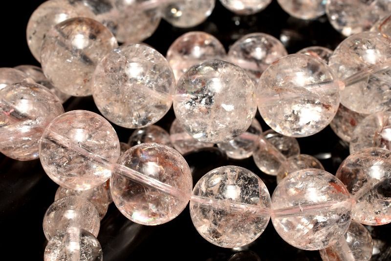 ほんのりピンク アイリスクォーツ 15.5mm ブレスレット 1個売り