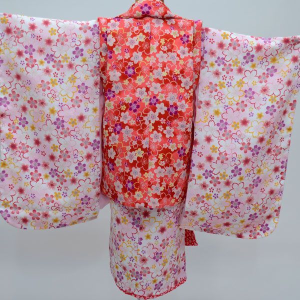 七五三 三歳 女児 被布着物フルセット 日本製 しぼの大きいちりめん地