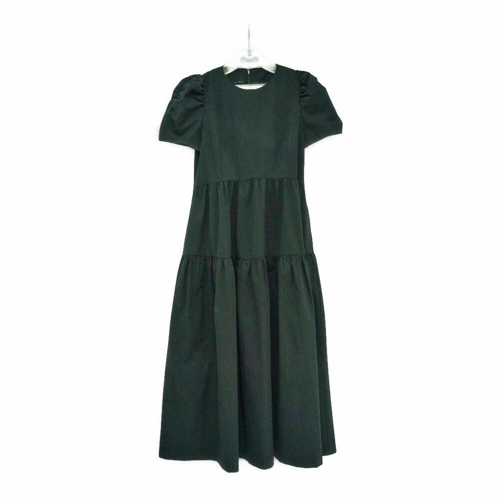 M Maglie le cassetto エムマーリエルカセット 半袖 ギャザー フリル ワンピース/51-32121021/11/ブラック/【♀】【B】【レディース】★B8■532798【中古】