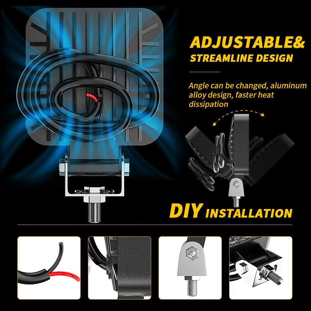 送料無料.. 21W LED ワークライト 作業灯 ホワイト 6500K ボート トラック UTV ATV 建築機械 道路照明 工事現場 多用途 汎用 12V/24V 8個