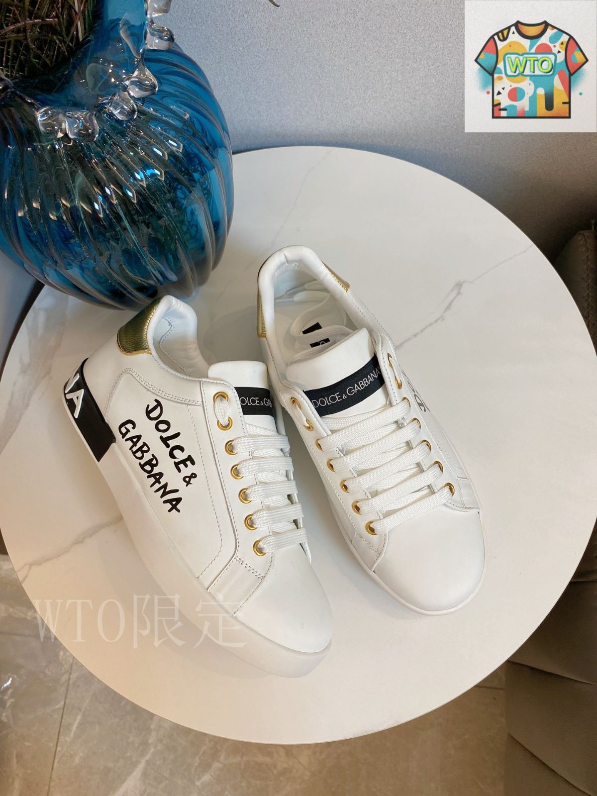 DOLCE&GABBANA スニーカー メンズ DOLCE&GABBANA ドルガバ 19SS Portofino 王冠パッチ スニーカー