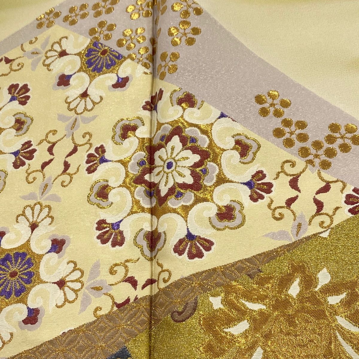 訪問着 身丈159.5cm 裄丈67.5cm L 袷 華文 花唐草 金糸 金彩 ピンク  