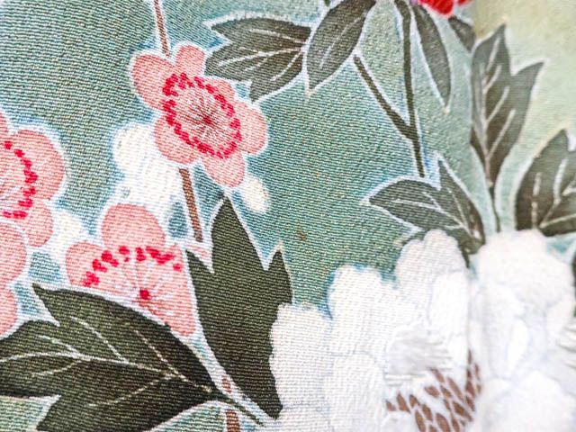 専用Y2711◆美品 洗える夏着物 薄物 桜 小紋 一輝堂】リサイクル着物 小紋 単衣 丸に兎 身丈166.5cm 裄丈66.5
