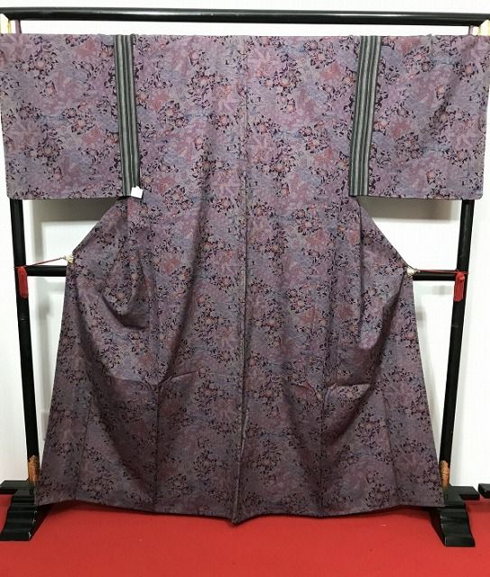 3 Lサイズ リメイク男物シリーズ ウール 紫地に唐花模様 福服特製