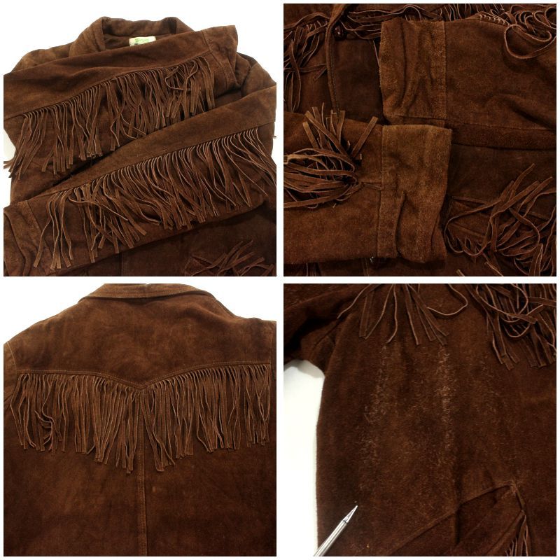 70s vintage フリンジ スエード レザージャケット メンズ XL