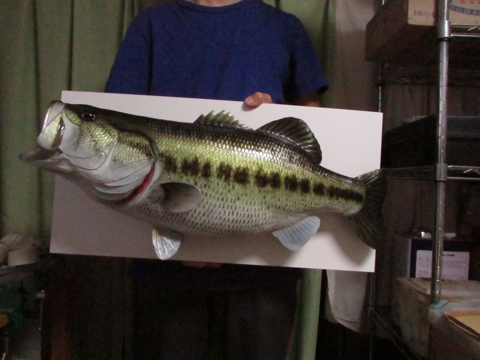ハンドメイド ６２ｃｍブラックバス壁掛け 釣り フィギュア 魚模型 