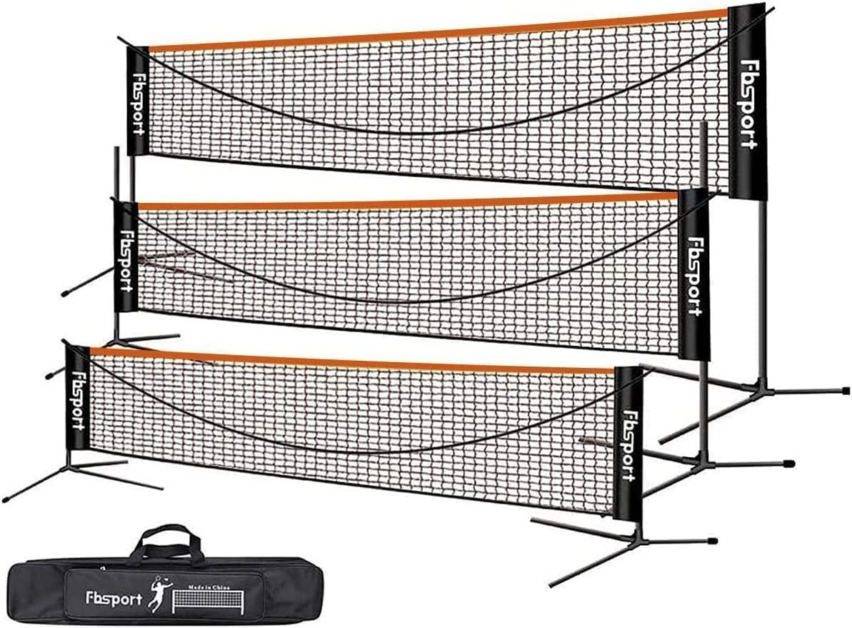 幅：518cm FBSPORT バドミントンネット (3段式) 屋外 ポータブル バドミントン用ネット 家庭用 練習用 簡易 組み立て簡単 コンパクト 高さ調整 収納バッグ付き（幅：518cm）