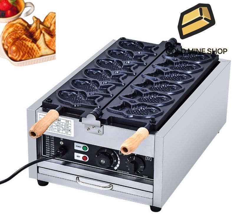 業務用電熱たい焼き機 6個 業務用電熱たい焼き焼き機 アイスクリームたい焼き焼き機 均一加熱三型焼き機 シルバー