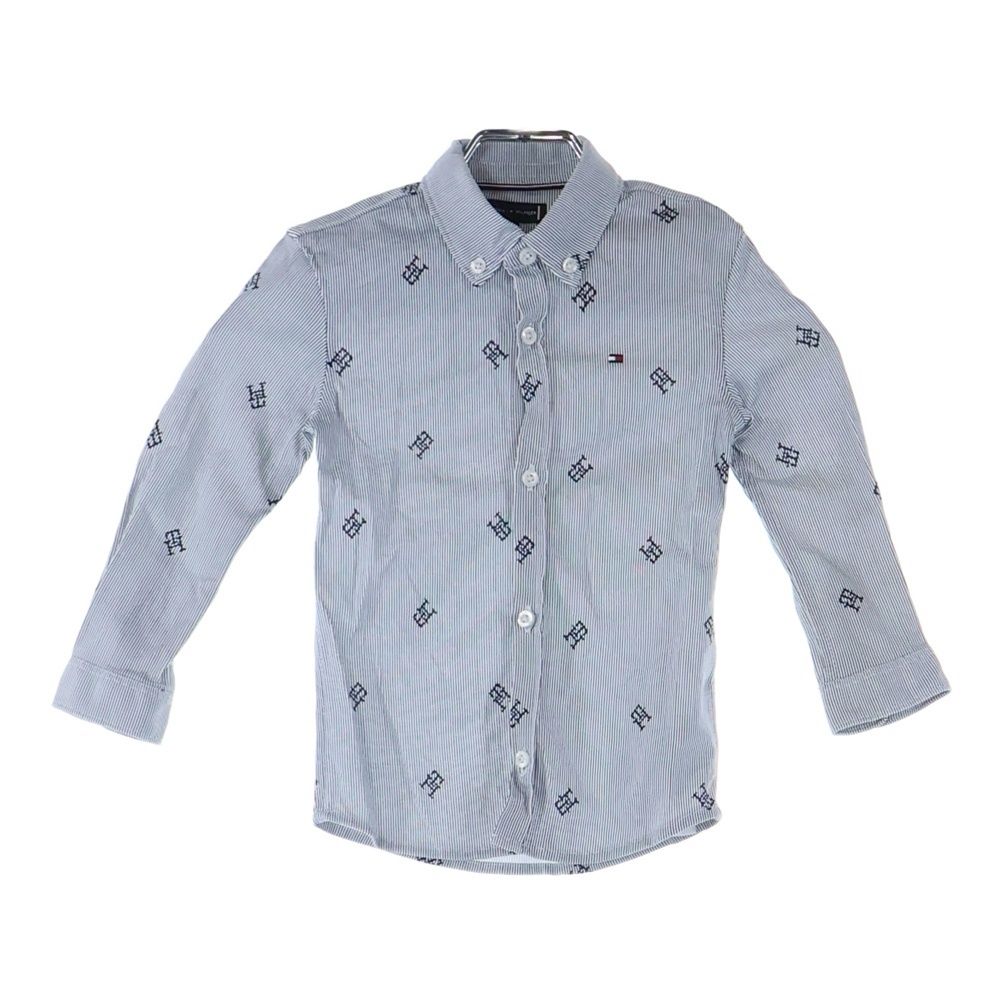 TOMMY HILFIGER (トミーヒルフィガー) Shirt ALLOVER MONOGRAM SHIRT モノグラム キッズ 長袖シャツ ホワイト/ネイビー KB0KB08522