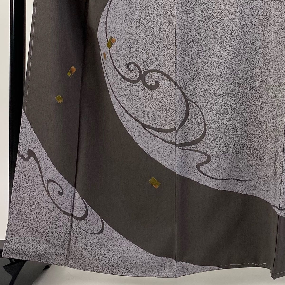 訪問着 身丈162cm 裄丈66cm M 袷 花 流水 金彩 刺繍 灰紫 正絹 秀品